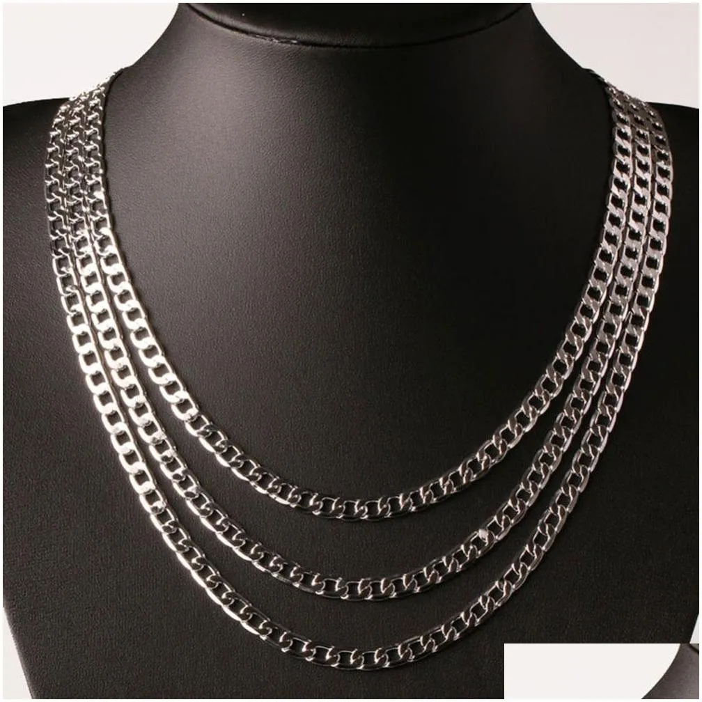 Factory Price Curb Cuban Mens Necklace Chain 925 Silver Necklaces for Men Woman Fashion Jewelry 4/6/8/10mm Feast and Party Costume