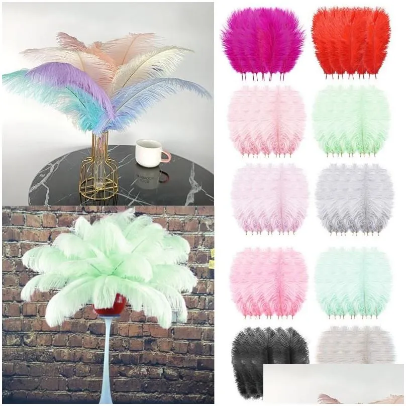 party decoration 10pcs/lot natural multicolor ostrich feathers wedding home diy floating plumes table centerpiece crafts 5wparty