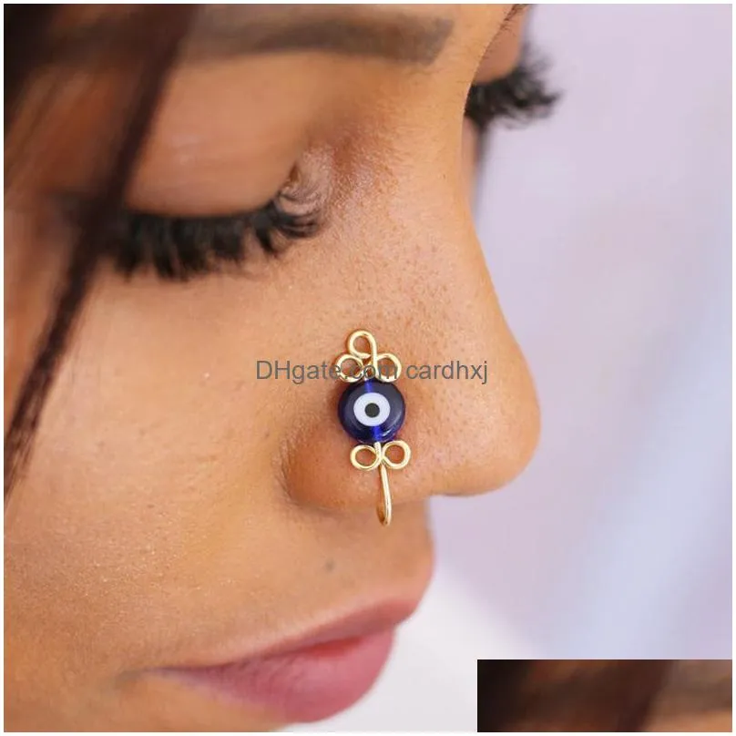 Nose Rings & Studs Cuff Spiral Fake Piercing Ring Evil Eye Copper Ear Hoop Septum Clip Nariz Non-Piercing Stud Jewelry Drop Delivery Dhphf