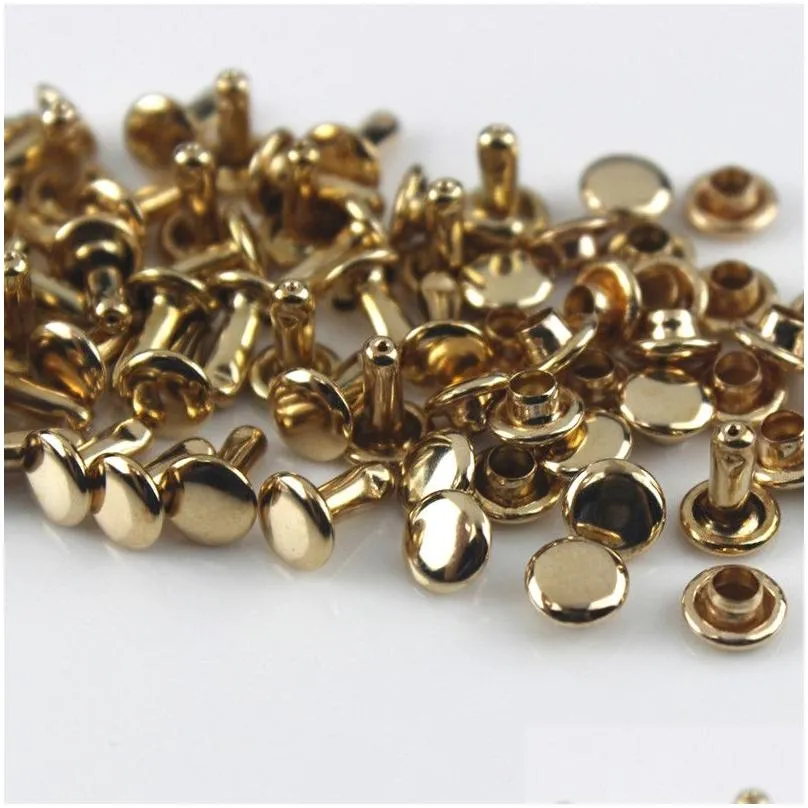 Craft Tools 6Mm 8Mm Metal Double Cap Rivets Studs Round Rivet For Leather Bag Belt Garments Hat Shoes Pet Collar Diy Repair Drop Del Dhtbj