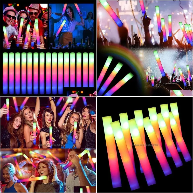 rgb led glow foam stick cheer tube colorful light glow in the dark birthday wedding party supplies festival party decorations