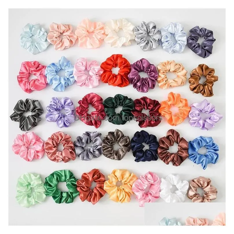Hair Accessories Solid Scrunchies Ring Elastic Bands Pure Color Bobble Sports Dance Soft Charming Drop Delivery Products Tools Dhhc7