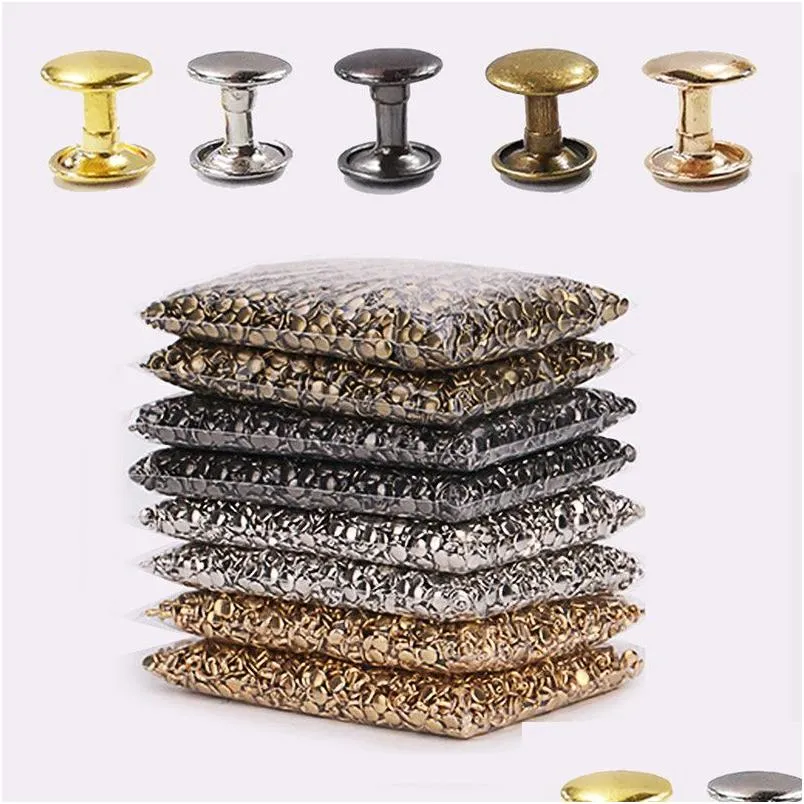 Craft Tools 6Mm 8Mm Metal Double Cap Rivets Studs Round Rivet For Leather Bag Belt Garments Hat Shoes Pet Collar Diy Repair Drop Del Dhtbj