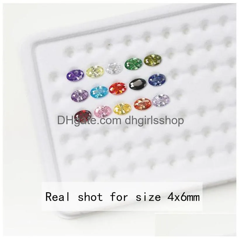 Loose Gemstones 1Pcs Per Colors Total 15Pcs Size 4X6Mm 10X12Mm Oval Shape Cubic Zirconia Drop Delivery Jewelry Dh5Hl