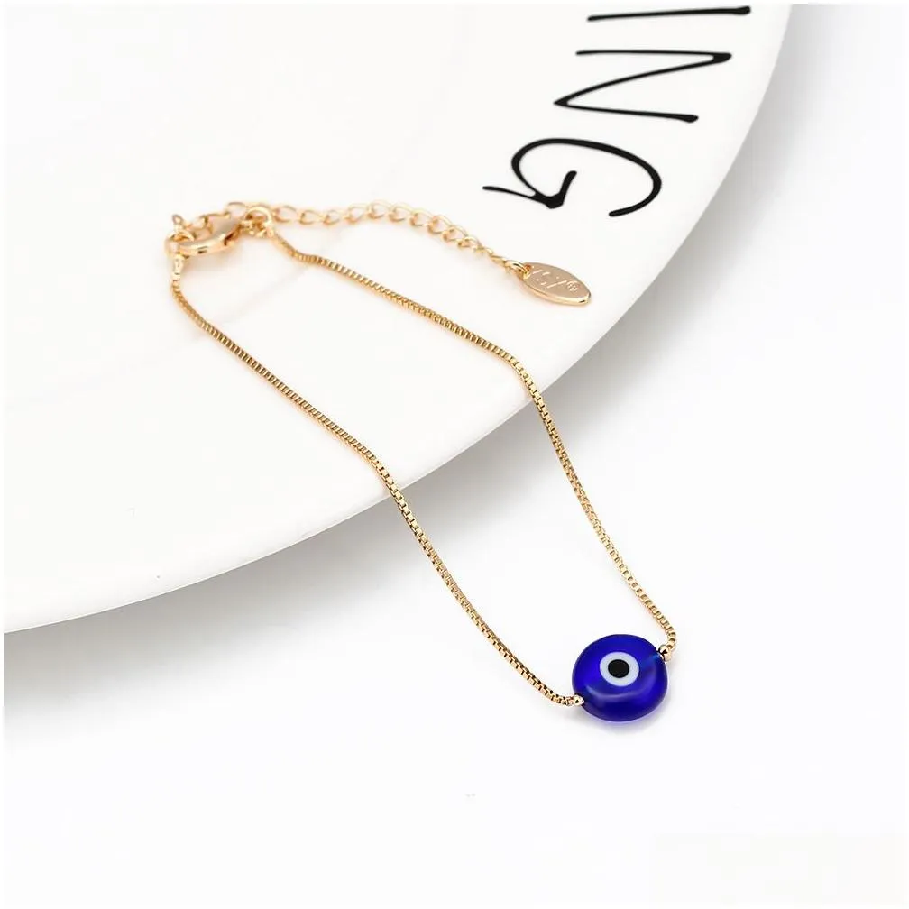 S2333 Fashion Jewelry Turkish Symbol Evil Eye Bracelet Resin Blue Eyes Bead Chain Bracelets