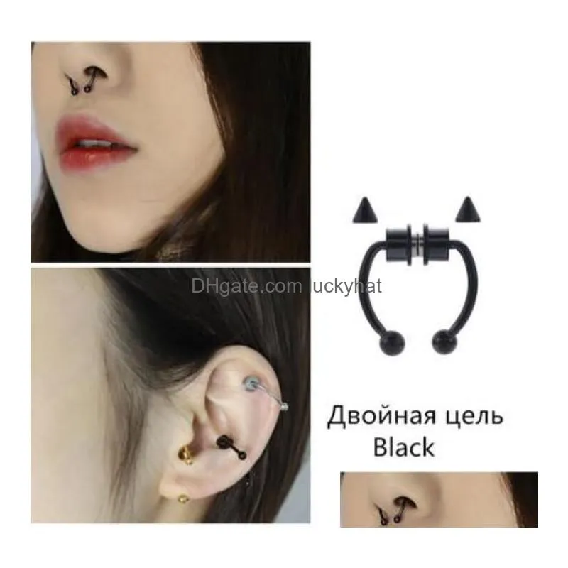 Nose Rings & Studs Magnetic Fake Piercing Ring Alloy Hoop Septum For Men Women Jewelry 5 Colors Wholesale Drop Delivery Body Dhjsh