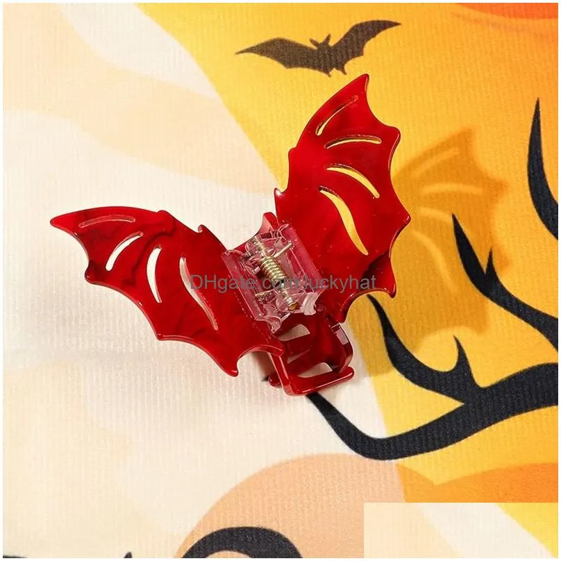 Clamps Y2K Gothic Black Red Bat Shape Hair Claw For Women Lolita Personality Animal Barrette Clip Accessories Headwear Gifts 2023 Dro Dhoar