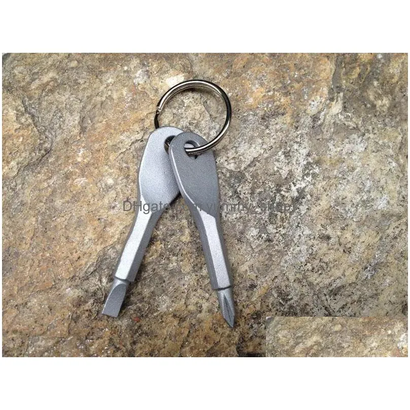 20pcs/lot outdoor edc multifunctional tool stainless steel keychain screwdriver flathead head key ring key chain screwdriver