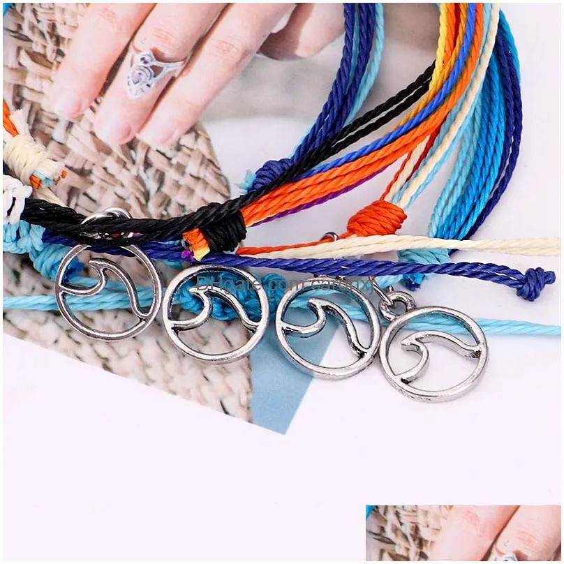 Charm Bracelets Bohemian Hand Woven Bracelet For Girl Women Mticolor Pattern Wave Pendant Friendship 2021 Drop Delivery Jewelry Dhf7H