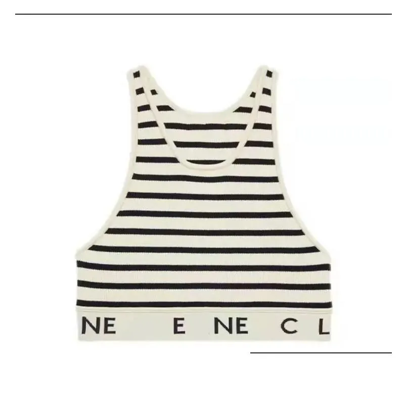 2023 summer designer Stripes t shirt Cropped Top T Shirts Women Knits Tee Knitted Sport Top Tank Tops Woman Vest Yoga Tees