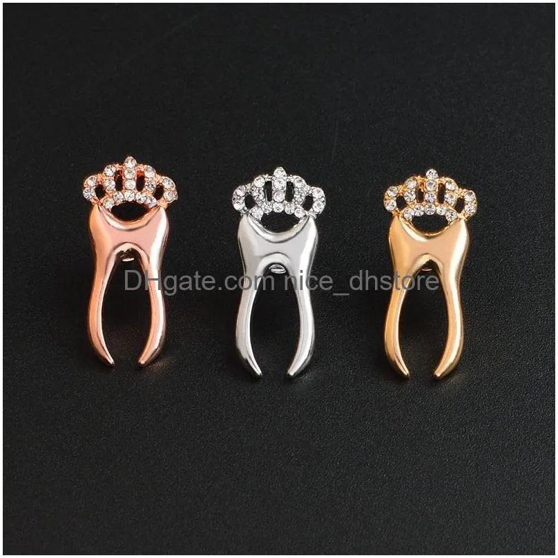 crown tooth sahpe brooches nurses day doctors nurse gift medical tooth jewelry lapel pin for dentists meatl cartoon human tooth pins brooches accessories for teeth healthy care