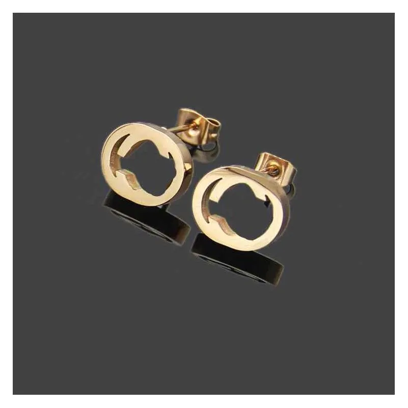 Hollow Style Extravagant men studs Classic simple earring 316L Steel silver G letter elagant women stud earrings Fashion Jewelry