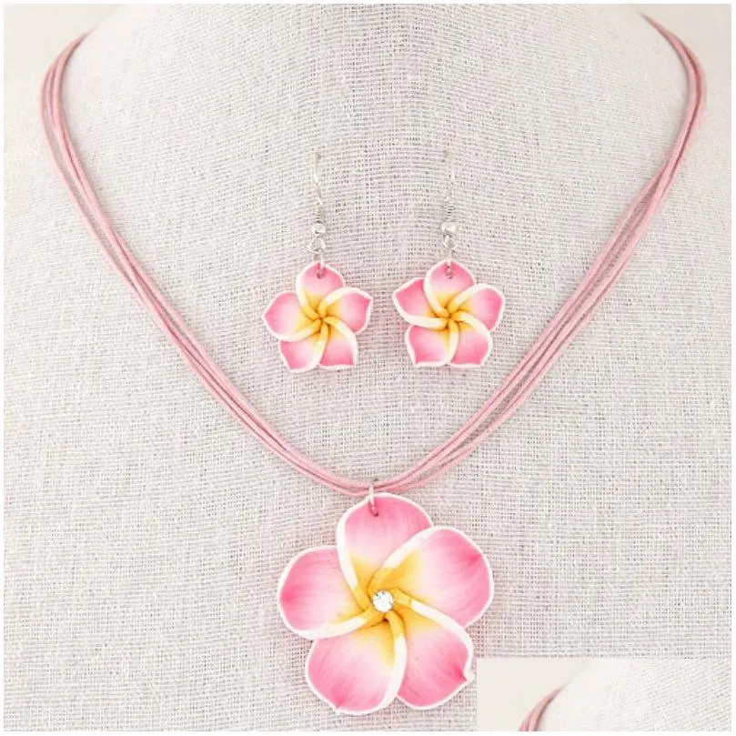 Fashion sweet and rich flowers wax rope temperament necklace earrings set necklace set