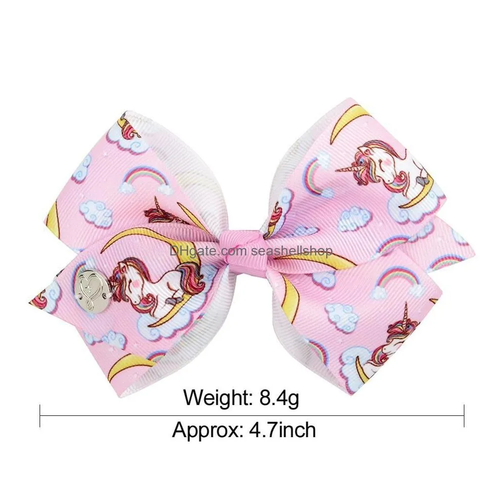 6 Pcs/Set Siwa Hair Bows Rainbow Printed Knot Ribbon Bow Or Girls With Clips Bowknot Handmade Hair Accessories