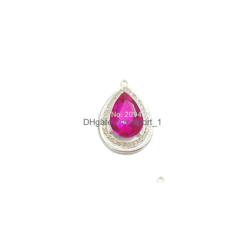 pendants choose color first 10pcs/lot silvery water drop rhinestone crystal pendants for necklace