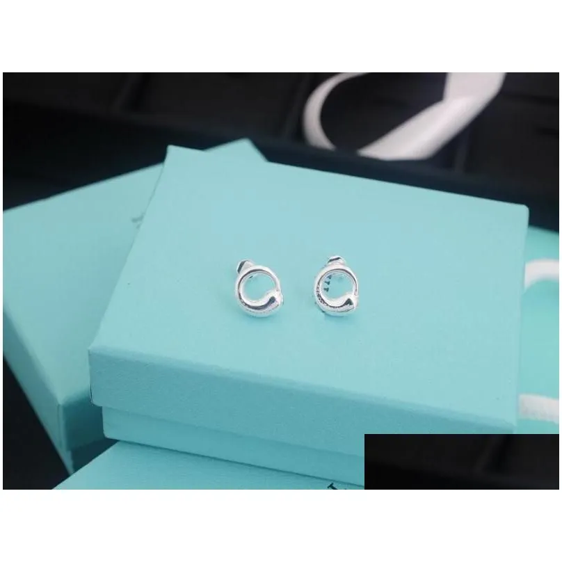 3A Stud Earrings Open Heart Hoop Earring In Silver Iconic Collection For Women With Dust Bag Box Fendave 09-28