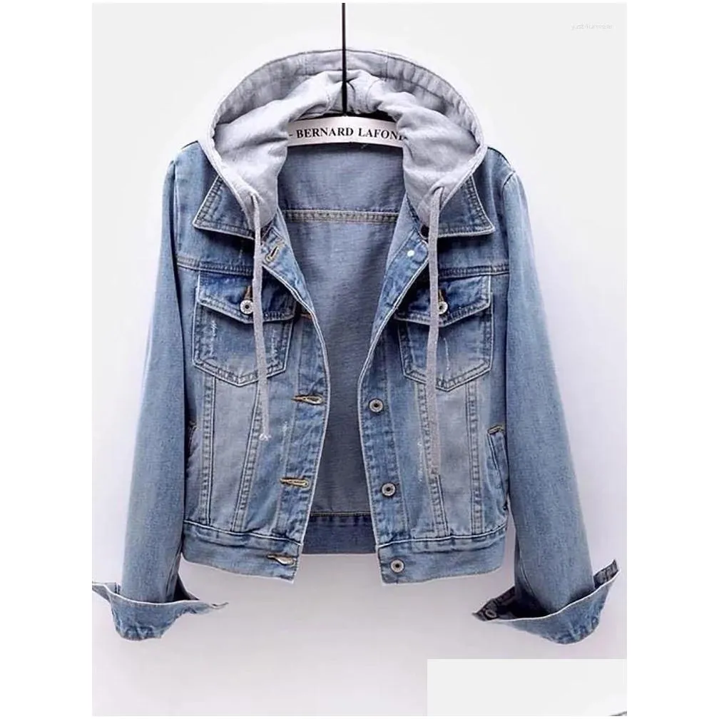 Women`S Jackets Fleece Warm Winter Jean Jacket Female Pockets Button Soft Hooded Outerwear Fashion Slim Denim Coats For Drop Delivery Otkns