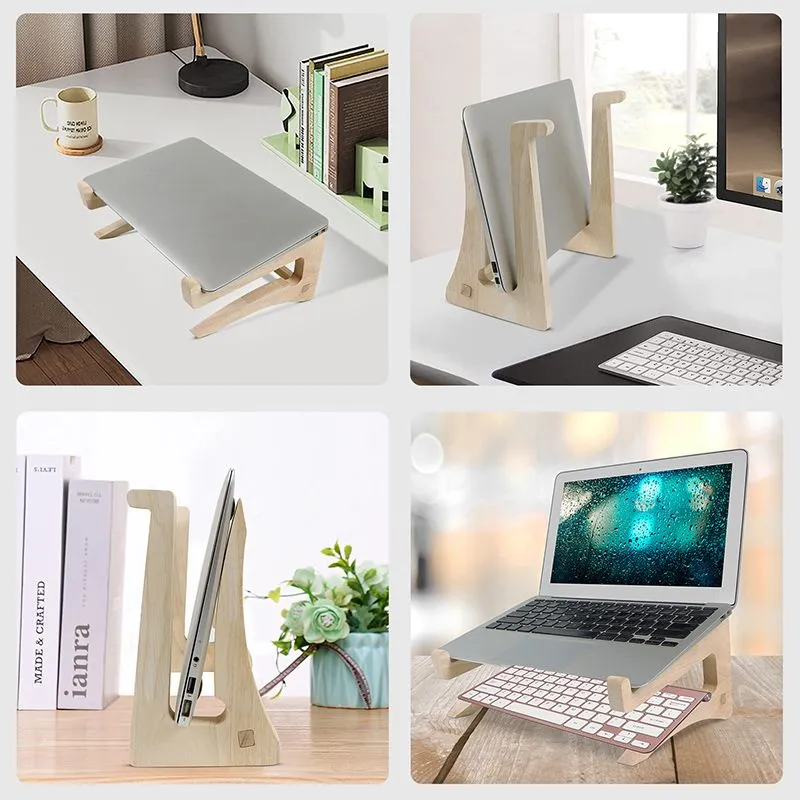 The new generation pure bamboo laptop monitor computer stand comes two sizes suitable laptops 11-14 inches 15 inches installation simple fashionable retro
