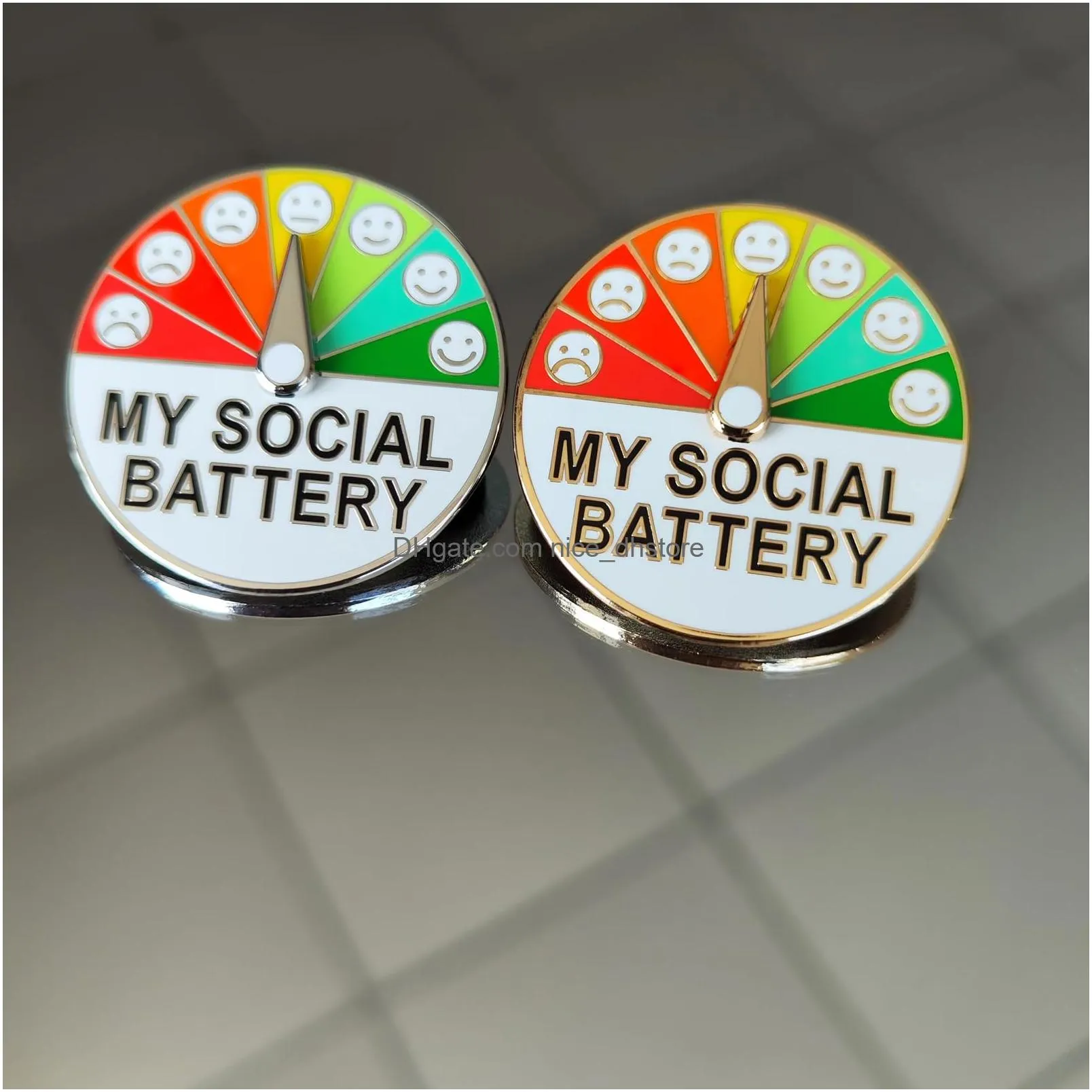 for social battery pin my social battery creative introvert lapel pin 360 rotation creative fun enamel emotional pins emotion mood expressing pins 7 days a week brooch for women men backpack hat