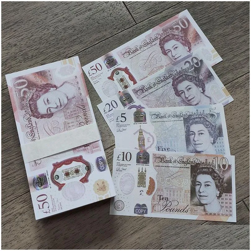 Prop Money Toys Uk Pound GBP British 5 10 20 50 pound fake money Notes toy For Kids Christmas Gifts or Video Film