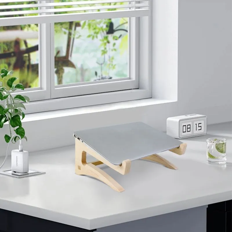 The new generation pure bamboo laptop monitor computer stand comes two sizes suitable laptops 11-14 inches 15 inches installation simple fashionable retro
