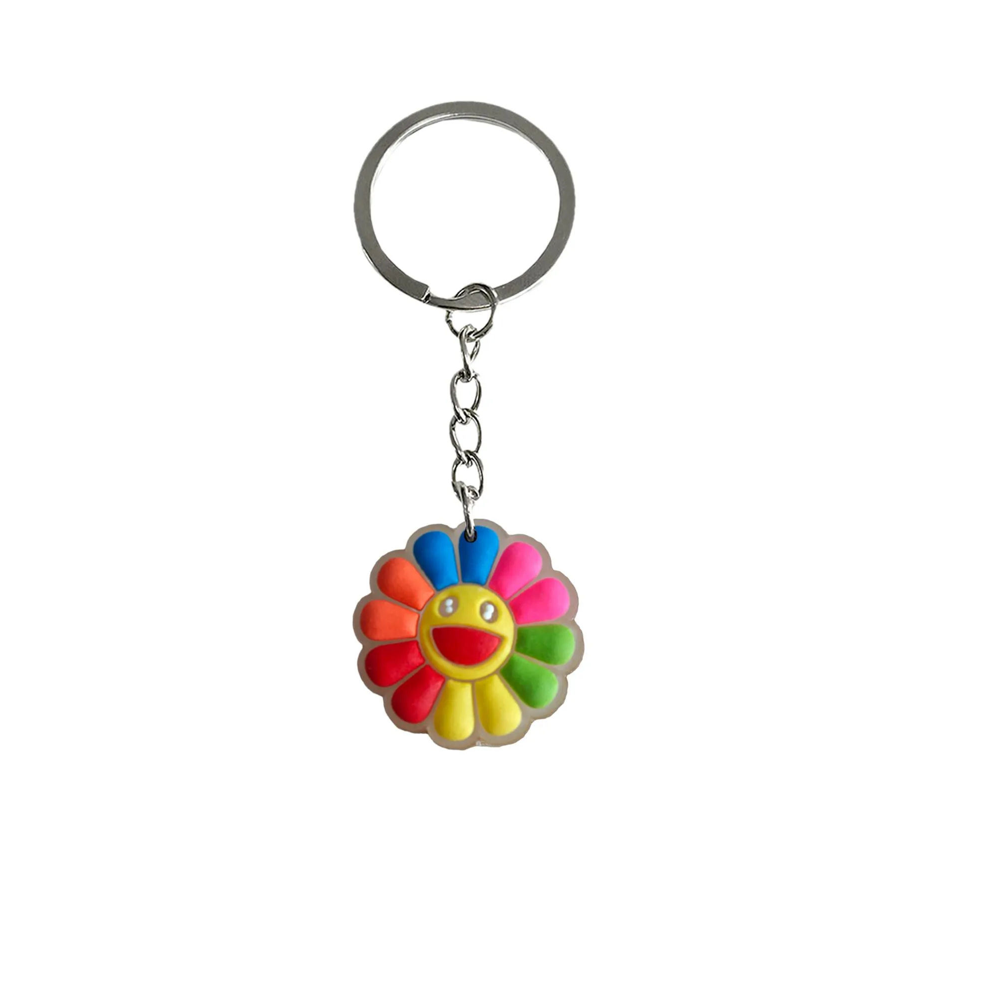 fluorescent rainbow flower keychain keychains backpack key purse handbag charms for women childrens party favors keyring suitable schoolbag ring men