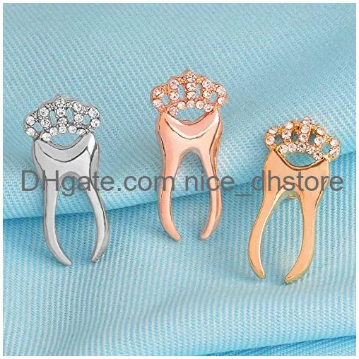 crown tooth sahpe brooches nurses day doctors nurse gift medical tooth jewelry lapel pin for dentists meatl cartoon human tooth pins brooches accessories for teeth healthy care