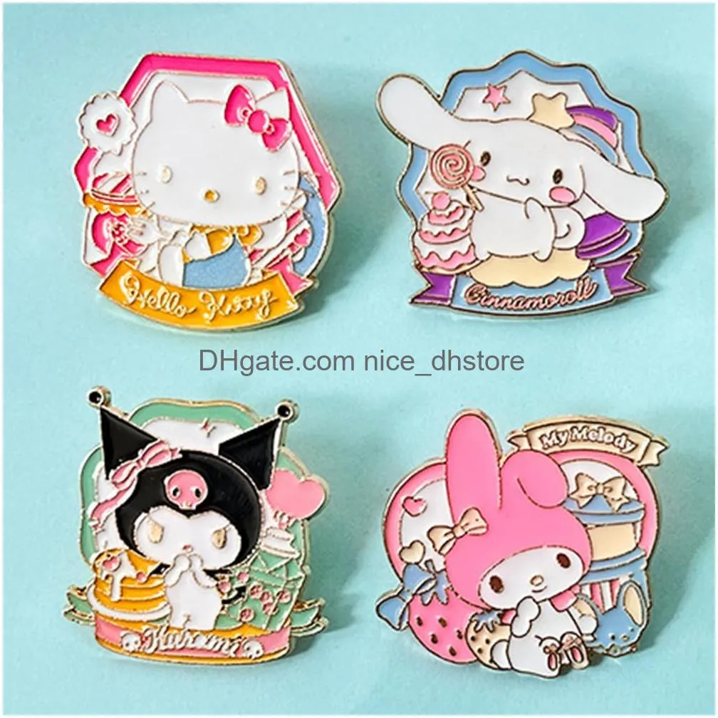 kitty brooch pins charms cute enamel kawaii cartoon for lapel clothing jacket hat beanie backpack decoration