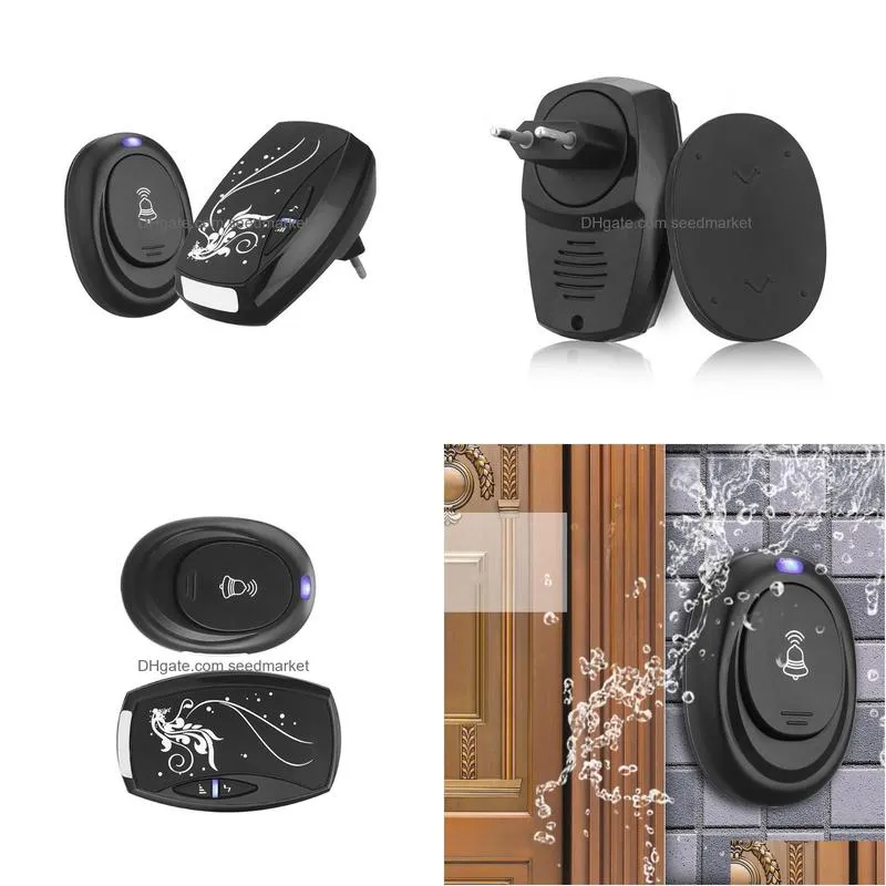 other door hardware 36 chord tones anti nuisanc wireless waterproof doorbell button receiver plug-in smart home visitor reminder