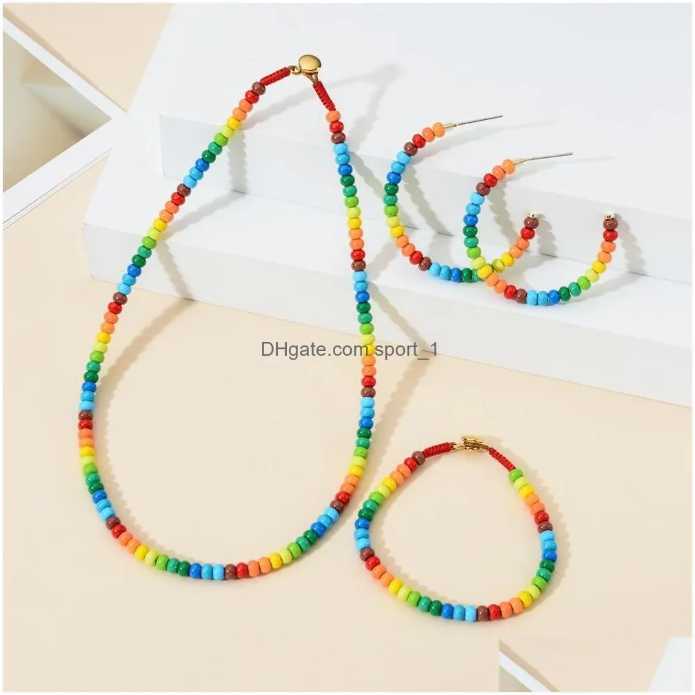 necklaces boho bohemian choker handmade rainbow beads necklace candy color bead satellite necklace women fashion jewelry necklaces