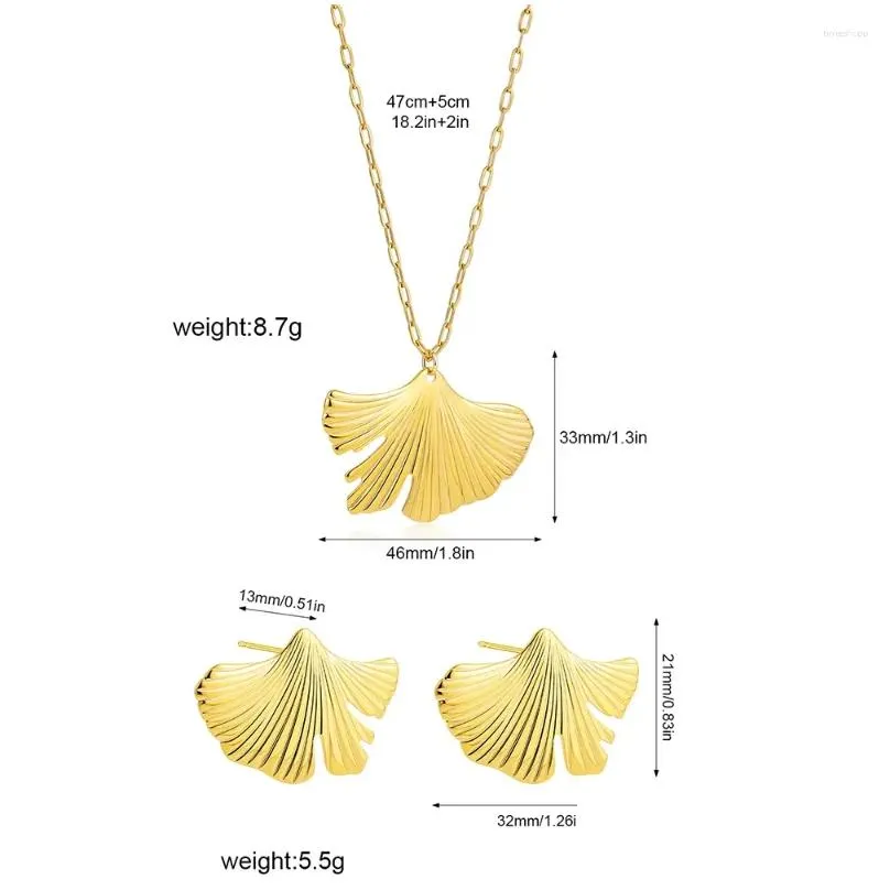 Hoop & Huggie Earrings Unique Vertical Grain Ginkgo Leaf Stud Vingate Gold Plated Metal Necklace Waterproof Stainless Steel Jewelry B Otegc