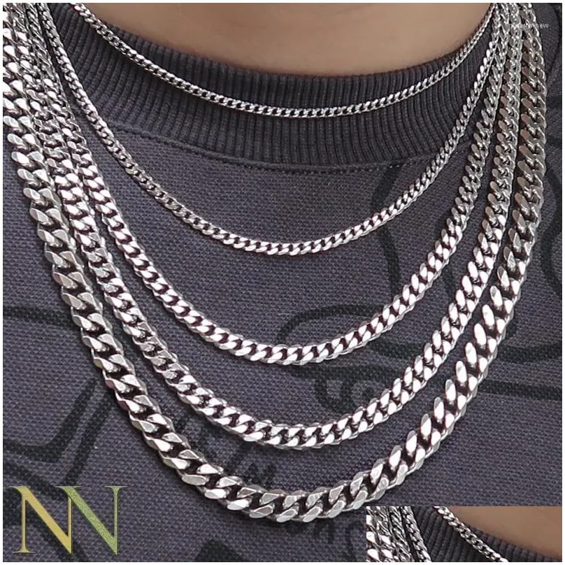 Chains 15 Pieces Stainless Steel Cuban Link Necklace For Men Women Tarnish Free Heavy Curb Chain 6mm 20 Inches
