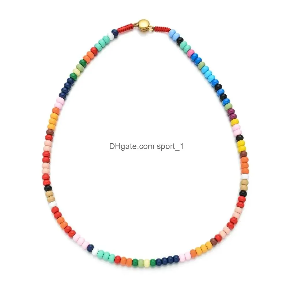 necklaces boho bohemian choker handmade rainbow beads necklace candy color bead satellite necklace women fashion jewelry necklaces