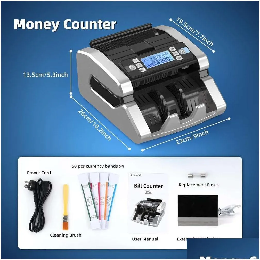 Cash Counters Wholesale High-Speed Anti Money Hine With Uv/Mg/Ir/Mt/Dd Counterfeit Detection Usd/Eur Value  Count - Counts 1300 Dr Ot0Gi