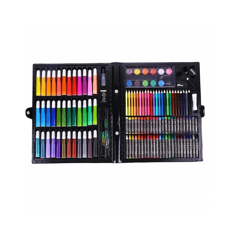 150Pcs Kids Art Set Children Drawing Set Painting Drawing Artist Color Pen Crayon Oil Pastel Board Tool Art Supplies Stationery 240318