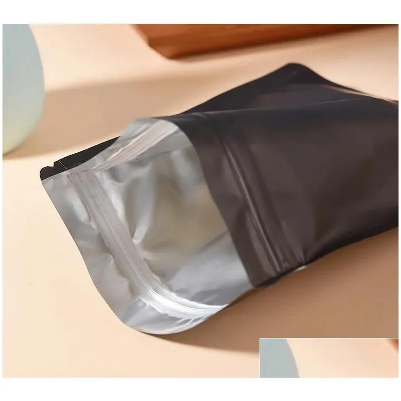 wholesale Resealable Coffee Herb Powder Zipper Pack Bag Smell Proof Flat Pouch Matte Black Small Aluminum Foil Zip Lock Mylar Bags