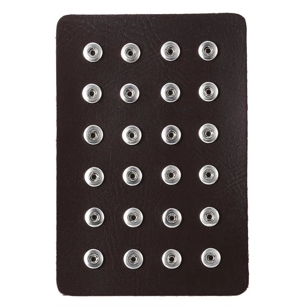 18MM Snap Button Stand Display 10 Colors Black Leather Snaps Display for 24 PCS Jewelry Holder