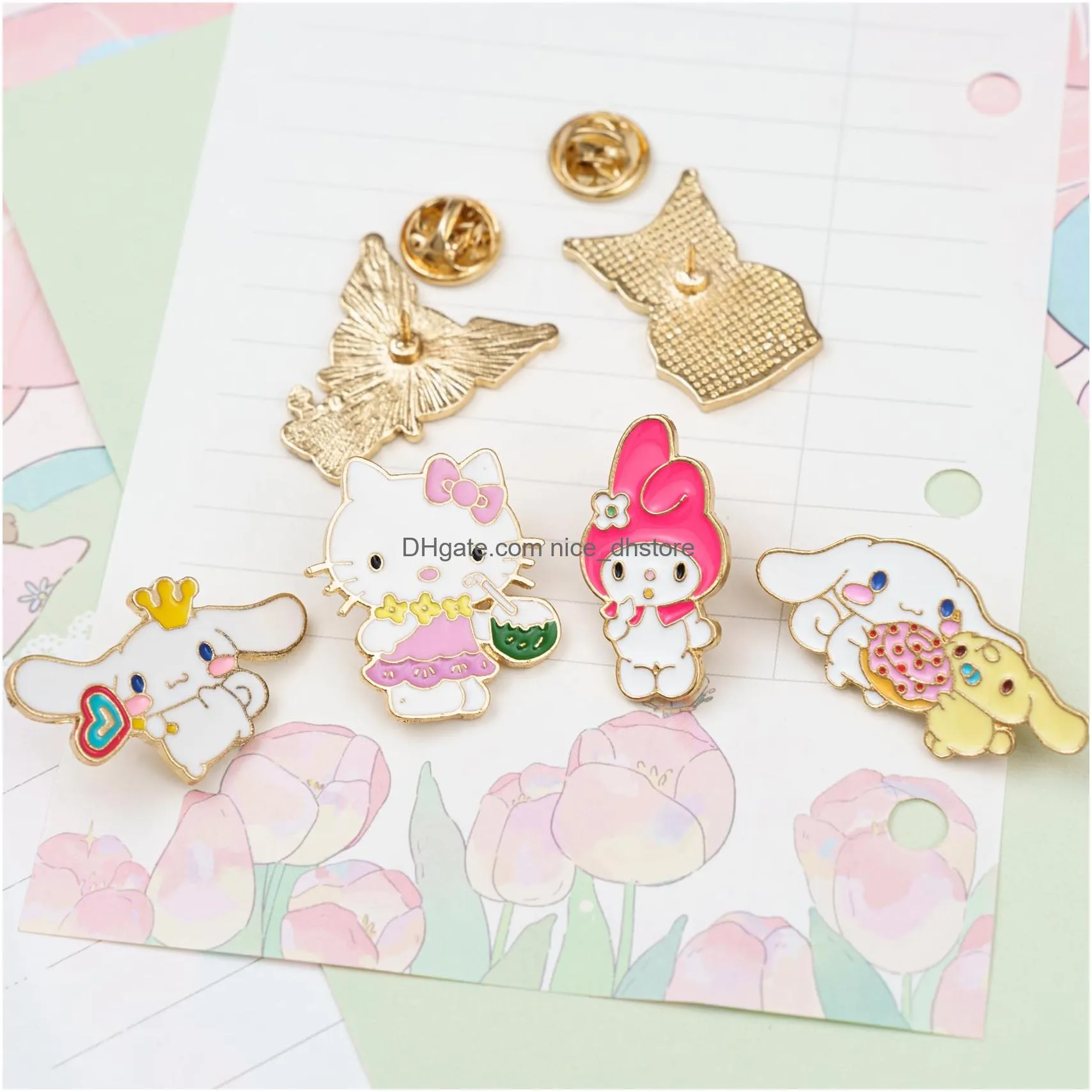 anime brooch pins kitty enamel pins for backpacks clothing jackets hats kawaii cartoon cat dog decoration gifts