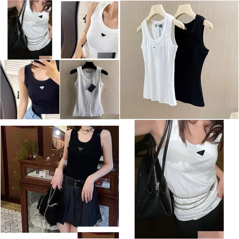 Luxury Designer Womens T Shirts Summer Women Tops Tees Crop Top Embroidery Sexy Off Shoulder Black Tank Top Casual Sleeveless Backless Top Shirts Solid Color