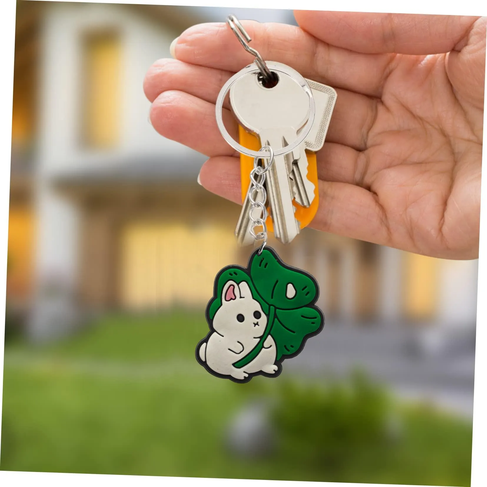 white rabbit keychain keychains for childrens party favors key rings cool colorful anime character with wristlet keyring suitable schoolbag cute silicone chain adult gift backpacks