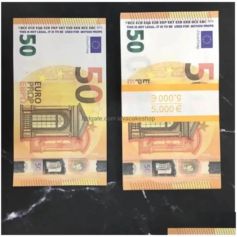 Copy Money Actual 1:2 Size Festive Party Supplies Top Quality Prop Euro 10 20 50 100 Toys Fake Notes Cash Ckgwu
