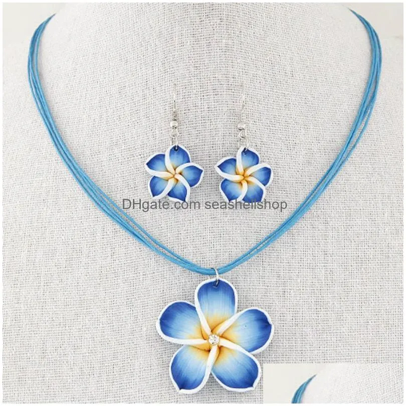 Fashion sweet and rich flowers wax rope temperament necklace earrings set necklace set