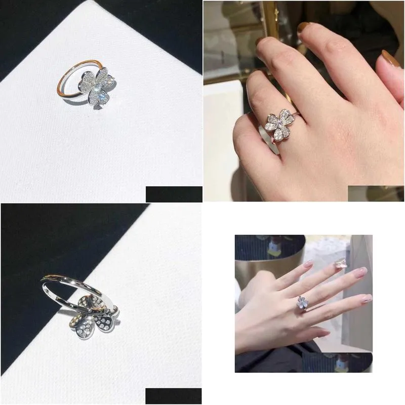 Pure 925 Sterling Silver Jewelry For Women Camellia Flower Rings CZ Diamond Rings Wedding Jewelry Engagement Rose Ring Luxury
