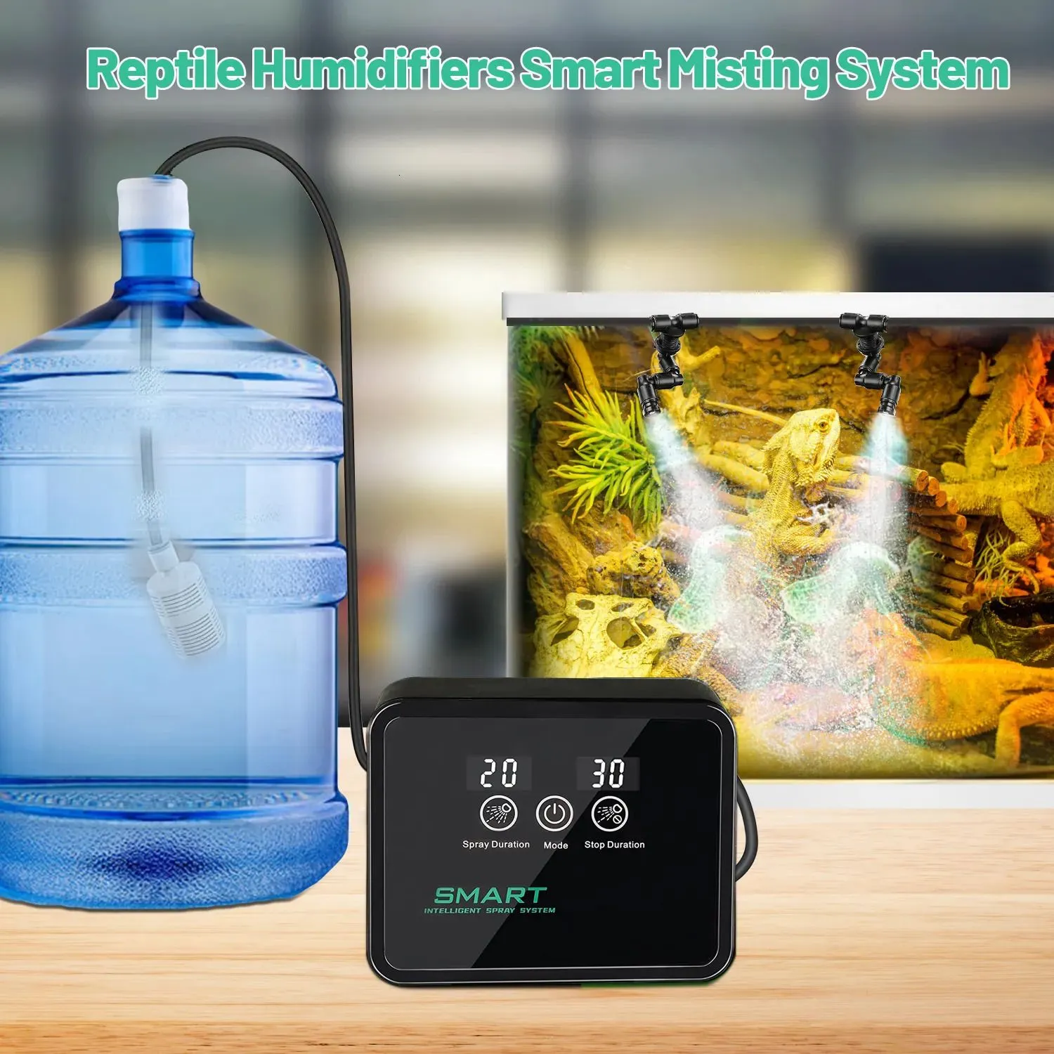 Reptile Supplies Humidifiers Smart Misting System with Timer and 360Adjustable Nozzles Spray Kit for Rainforest Plants Amphibian