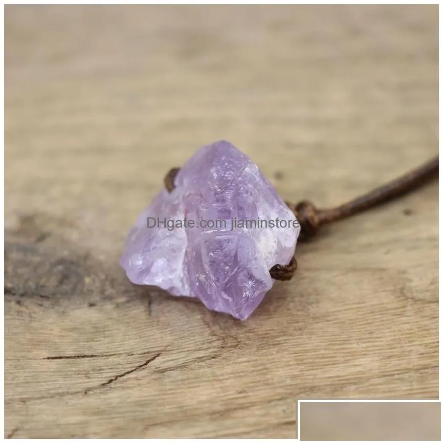 Pendant Necklaces Healing Reiki Stone Mineral Pendants Necklace Natural Crystal Fluorite Rose Quartzs Tourmaline Agates Apatite Jewe