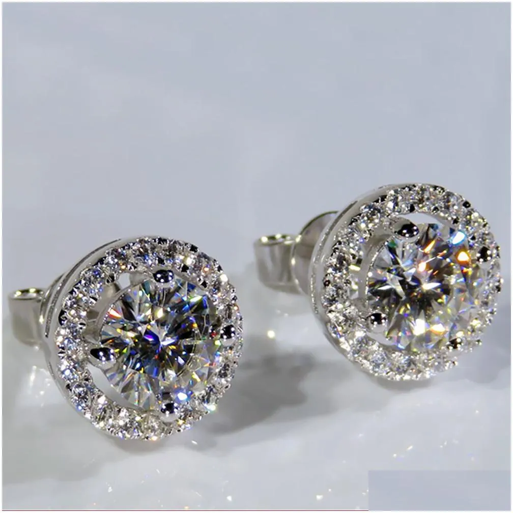Classic 925 Sterling Silver Stud Earrings 4mm Round Simulated Diamond Earrings for Women Men Jewelry