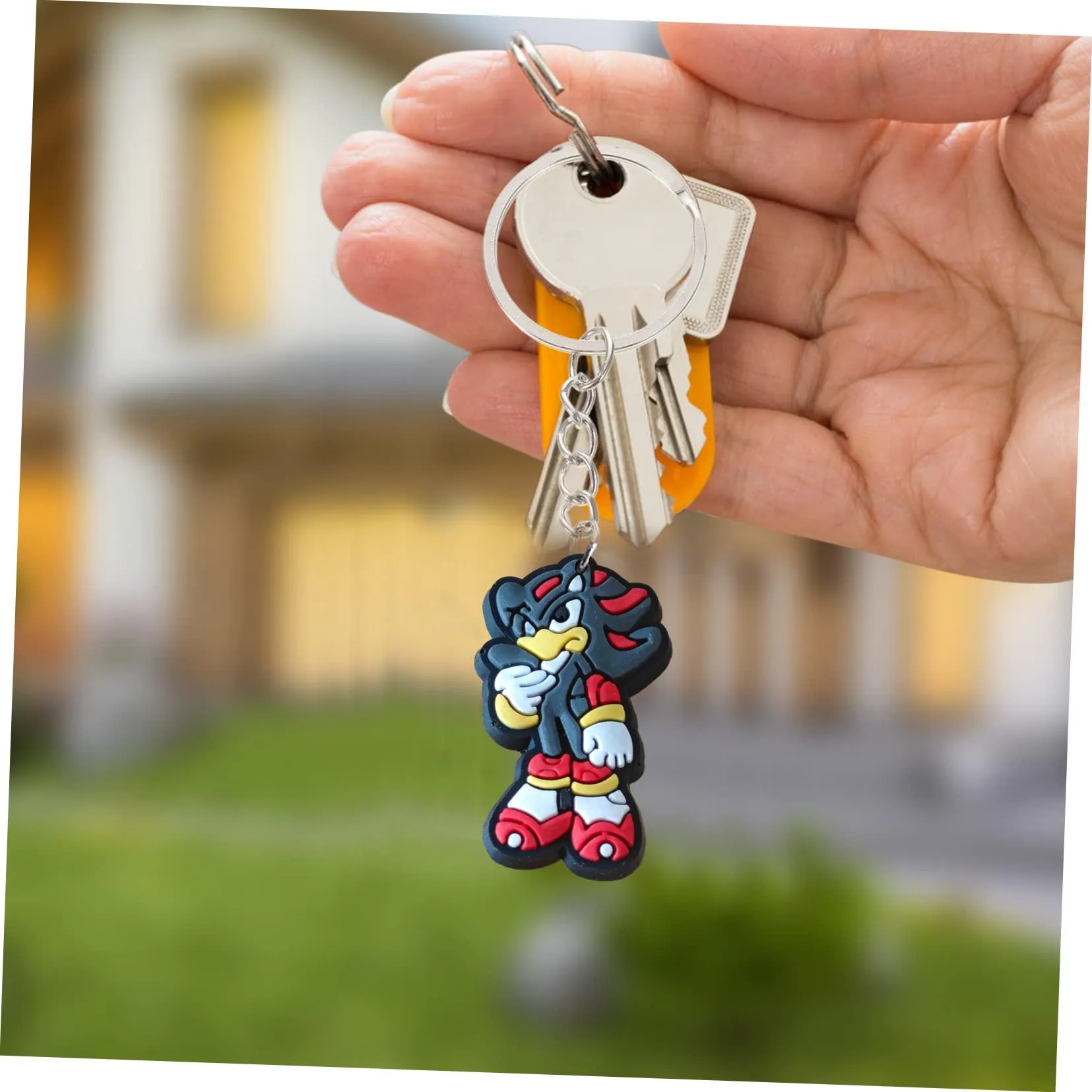 sonic keychain keychains party favors keyrings for bags backpack shoulder bag pendant accessories charm keyring suitable schoolbag cool colorful anime character with wristlet key chain ring christmas gift fans school day birthday supplies