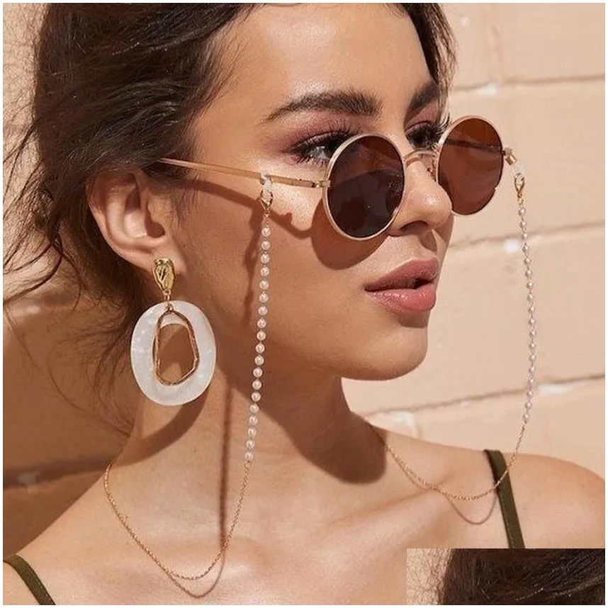 Eyeglasses Chains Fashion Chain Imitation Pearl Beaded Sunglasses Mask Hanging Rope Women Outside Casual Necklace Accessory3265450 Dro Dhuwt