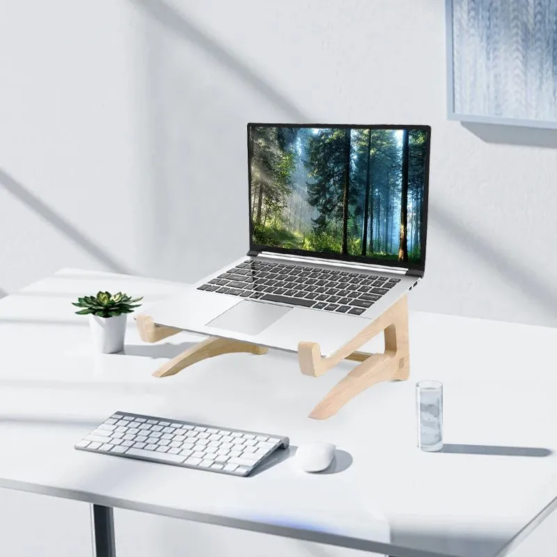 The new generation pure bamboo laptop monitor computer stand comes two sizes suitable laptops 11-14 inches 15 inches installation simple fashionable retro