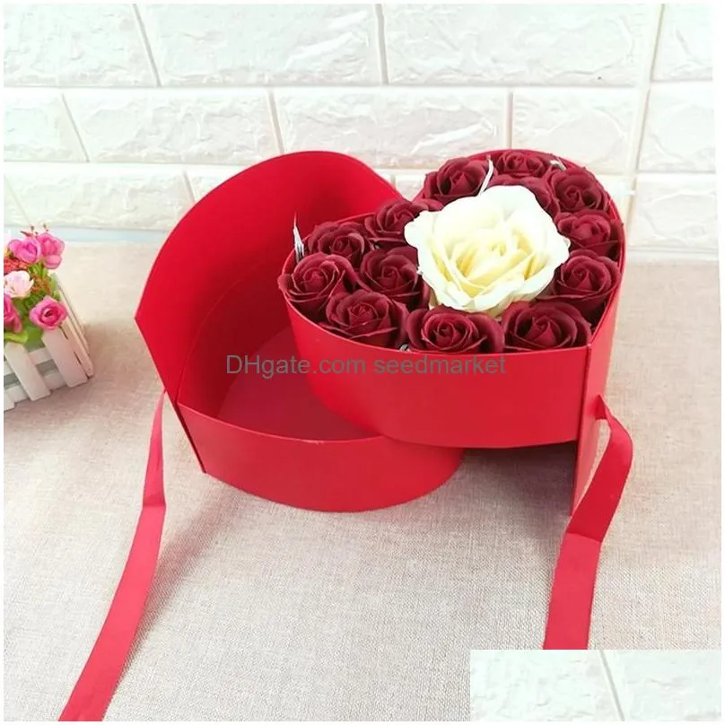gift wrap 1 pc flower box valentines day or weddings gifts holding heart strong paper with two layers structure